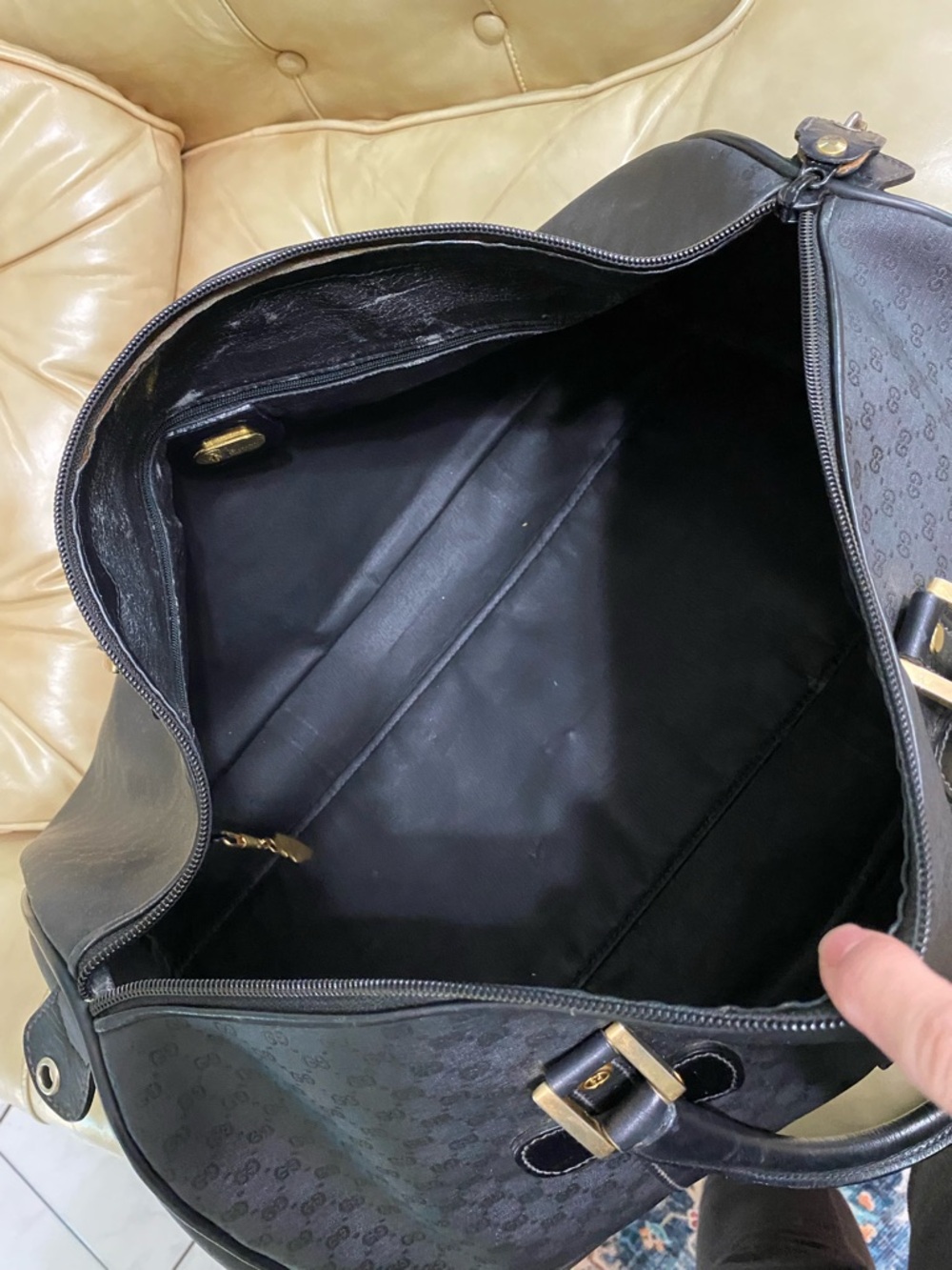 XL Gucci Travel Bag Duffel Micro GG Monogram Black Unisex Luggage Satchel - Picture 14 of 17